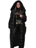 코트 여성 블랙 S 블랙 S 5xL 길이가 길고 두꺼운 따뜻한 후드 밍크 퓨 재킷 가을 겨울 패션 핑크 스트리트웨어 외투 의류 231225