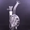 Bruciatore a olio in vetro Perc svizzero a nido d'ape all'ingrosso Bong Narghilè 14mm Riciclatore Dab Rig Bong Tubo per acqua da fumo portatile con tubo per bruciatore a olio in vetro piegato