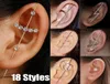 18k Gold Charm Earmuffs för kvinnor flickor Wraparound Crawler Hook Long Earrings Unika Hypoallergenic Stud Climber Jewelry Valentin1742614