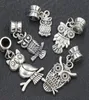 7styles assortis oiseau hibou balancent 105 pièces lot Antique argent grand trou perles ajustement européen bracelet à breloques B1563 B9936986900
