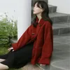 Women's Jackets Autumn Winter 2023 Korean Version Of The Versatile Horn Button Red Hepburn Style Small Figure Wool Overcoat Women