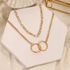 سلاسل en en punk stair necklace neck for women vintage balthated gold color hoop metal 2023 clavicle Jewelry