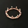 Worde-mode 18K Rose Gold Crown Ring Set Originele doos voor 925 Silver CZ Diamond Women Wedding Rings291s