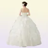 2018 Summer Strapleless Wedding Dresses White White Princess ärmlös brudbollklänningar Real Po Vestidos de Novia7250995