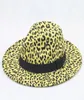 Faux Wolle Leopard Fedora Hüte für Frauen Männer Party Festival Mode Filz Jazz Hut Breite Krempe Panama Goth Top Vintage hochzeit Hut5950663