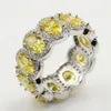 Släpp ny ankomst lyxsmycken Real 925 Sterling Silver Yellow Topaz Cz Diamond Women Wedding Band Ring for Lovers0395820682