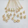 10 stks goud kleur ronde micro plave kristallen kubieke zirkonia 26 letters hangers charmes ketting sieraden voor vrouw NK348 J190712282UUU