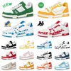 2024 Designer Chaussures décontractées hommes Luxury Brand Sneaker Trainer Virgil Calfskin High Quality White Green Blue Blue Lettre superprogne Plateforme en cuir Logles bas Sneaker