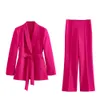 PB ZA 2023 Style féminin avec taille de clôture Robe Blazer High Straight Suit Pants Two Piece Set 231222