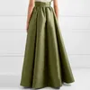 Kjolar kvinnor hög midje kjol elegant vintage satin maxi med fickor för a-line golvlängd fast höst