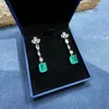 Kolczyki stadninowe 925 Sterling Silver 8 10 mm Emerald Paraiba Tourmaline Kamień Drop Dangle Biżuter