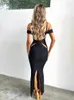 Casual jurken Townlike Hollow Out Backless Sexy Party Dress Women Spaghetti Strap 2023 Summer Slim Bodycon Elegant Maxi Long
