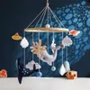 Holz Baby Mobile Krippe Bett Glocke Cartoon Meer Tier Wolke Muschel Krippe Hängen Spielzeug Montessori Pädagogisches Kognitive Puzzle Spielzeug 231225