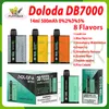 En gros Doloda DB7000 Pouffle jetable E cigarette 8 saveurs 14 ml 0% 2% 3% 5% RVB Light 500mAh Batterie rechargeable Kit de vape 7K