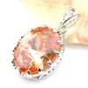 Luckyshine Fashion Special Oval Pendants Jewelry Party Party Champagne Morganite Stone Silver Plated 925 for Women Pendant Nengl324H