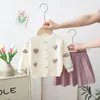 Roupas Defina duas peças da primavera outono para meninas roupas roupas de cor sólida com estampa de fruta casacos de casacos de cardigãs plataformas plissadas