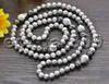 Collane P7402 Girocollo con perle Keshi Reborn barocche rotonde grigie da 44 pollici e 22 mm