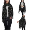 Scarves Silver Glittery Snowflakes Scarf For Womens Warm Winter Cashmere Shawls Wrap Glitter Christmas Long With Tassel