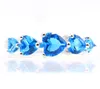 Anelli a cluster 20x6mm Splendido forma del cuore Swiss blu topazio di fidanzamento di donna all'ingrosso Drop Silver