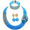 Halsbandörhängen Set Lake Blue Fashion African Beads Jewelry Crystal