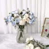 Fleurs décoratives en tissu de soie plastique 18 14 cm Hortensia artificiel combinaison de thé sucré et têtes de fleurs tenant fausse