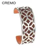 Bangle Cremo Stars armbanden roestvrijstalen armband Argent Bijoux femme arm handmutsen geometrie 25 mm omkeerbaar leerstreep12187