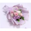 Ghirlande di fiori decorativi 11 pezzi Sapone creativo fatto a mano Bouquet di rose Confezione regalo Simation Fiore San Valentino Compleanno Decor6315425 Dhlwd