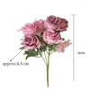 Fleurs décoratives couronnes 1 pcs réaliste du jardin de décoration intérieure pour la fête bouquet en soie rose festival artificiel fleur livraison festi otq4b