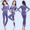 Jerrinut Thermal Underwear Women Long Johns Women For Winter Warm Long Johns Cotton Sexig Thermal Underwear Set for Women 231225