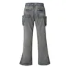 Мужские джинсы винтаж вымытые лодыжки на молнии для мужчин для мужчин Прямые мульти-карман