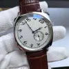 Top Fashion automatique mécanique auto-enroulement montre des hommes en argent doré cadran en argent spécial petit secondes conception de bracelet en cuir classique Horloge 216b