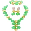 Orecchini di collana impostati graziosi perline da sposa nigeriane africane gioielli gialli opachi 1SJQ-08