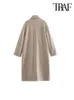 TRAF женское модное двубортное шерстяное пальто больших размеров в винтажном стиле с длинными рукавами и карманами с клапанами женская верхняя одежда шикарное пальто 231225