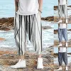 Calça masculina de verão cortada fina casual moda simples solto grande bolsa sonoledores 12 meias jean cortado em forma direta homens
