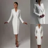 Women's Suit Long Blazer Double Breasted Jacket White Tuxedo Party Point Lapel Clothes 231225