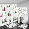 Rideau de douche arbre de noël, pin rouge vert, flocon de neige, rideaux de vacances d'hiver, ensembles de tapis, décor de salle de bain, 231225