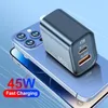 45W USB Type C Charger Fast Charging Mobile Phone Adapter 3 Ports Quick Charger PD 3.0 For iPhone 15 Samsung Xiaomi Huawei
