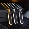 Chains Stylish Gold Color High-End Stainless Steel Jewelry Geometric Square Men Necklace Black Enamel Rectangle Pendant Collar Gift