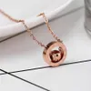 Roman numeral double circle ring diamond double color titanium steel necklace female rose gold clavicle chain with jewelry pendant204d