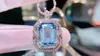 Cluster Anneaux Guild HN2023 Ring Aquamarine Fine Bijoux Pure 18k Gold Natural 8.79Ct Blue Gemmestones