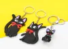 Keychains süße schwarze Jiji Katze Schlüsselbund PVC Gummi Kikis Lieferung Servieren Schlüsselketten Ringhaltertasche Telefon Ornament Schmuck Geschenk1309922