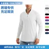 Snel droog sporten met een lange mouwen voor heren Runde Runover Half Zipper Solid Color Breathable T-shirt 230307