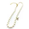 Роскошные ювелирные бренды дизайнер женщин White White Pearl Collece Classic Double Letter Pendant Inlaid Afinestone Fashion Simple Simple Charm Dired Gif