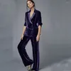 Women's Two Piece Pants Velveteen Suit Sets 2-piece Set (jacket Pants) Casual Fashion Chic And Elegant Woman Blazer