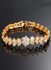 أساور زهور Diamante شفافة Zircon 18k الذهب العصري الكلاسيكي الملحقات النساء روابط سلسلة سوار السحر المثلجة OU3978705