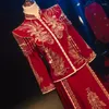 Roupas étnicas Noiva Oriental Lantejoulas Beading Bordados Borlas Cheongsam Brinde Vestido Estilo Chinês Veludo Vestido de Noiva