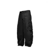 Men's Pants Spring Casual Baggy Wide Leg Sweatpants Men White Loose Button Mid Waist Streetwear Cargo Unisex Hippie Joggers Trousers