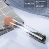 차 도구 재사용 가능한 투명 유리 차 스트레이너 Infuser 필터 파이프 마실웨어 주방 도구 코크 뚜껑 양조 테스트 튜브 머그잔 멋진 느슨한 차 잎