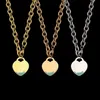 T Lettre Peach Heart Wave Green Drop Huile Collier épais couple