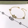 Brand Pure 925 Sterling Silver Jewelry For Women Silver Chain Clover Bracelet Praty Wedding Jewelry Gold Color Flower Bracelet298k